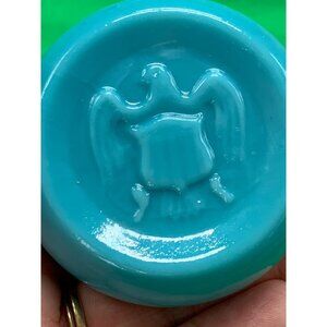 1969 Fletcher/Dant Blue Slag Milk Glass Eagle Decanter Bottle Stopper